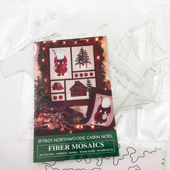Northwoods Cabin Noel Santa Christmas Block Wall Quilt Sewing Craft Pattern 1994 - Picture 2 of 4